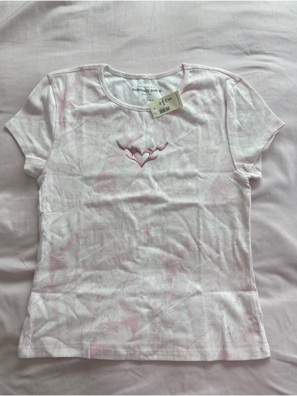 Aeropostale Light Pink Short Sleeve Tee with Heart Crest